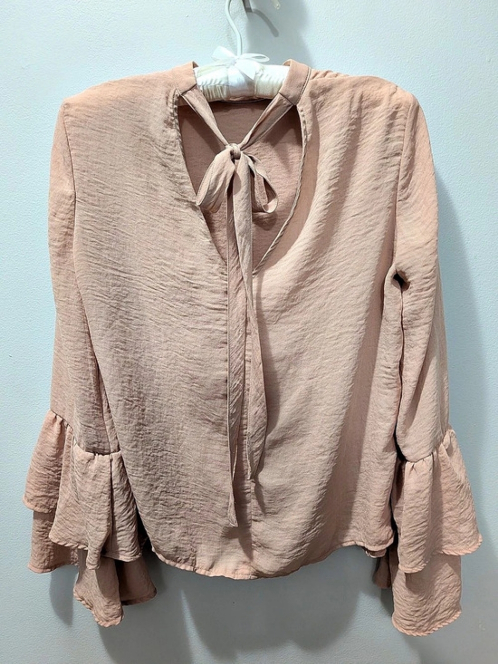 Pink Coquette Doll Bow Ruffle Sleeve Blouse NWOT